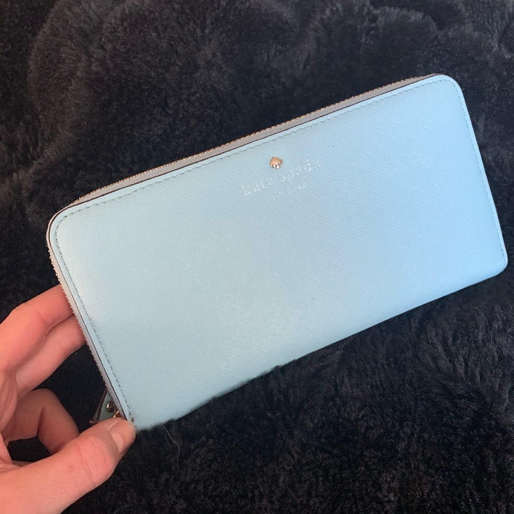 Kate Spade Light Blue Zip Around Wallet